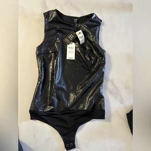 Express Faux Croc Leather Bodysuit